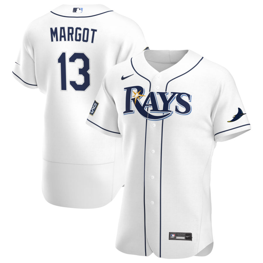 Tampa Bay Rays #13 Manuel Margot Men Nike White Home 2020 World Series Bound Authentic Player MLB Jersey